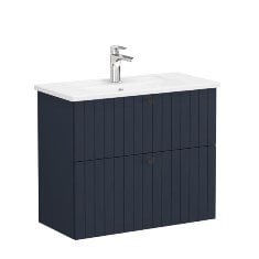 Vitra Root Groove 69252 Lavabo Dolabı, Çift Çekmeceli, Dar, 80 Cm, Mat Lacivert, Köşeli Lavabolu